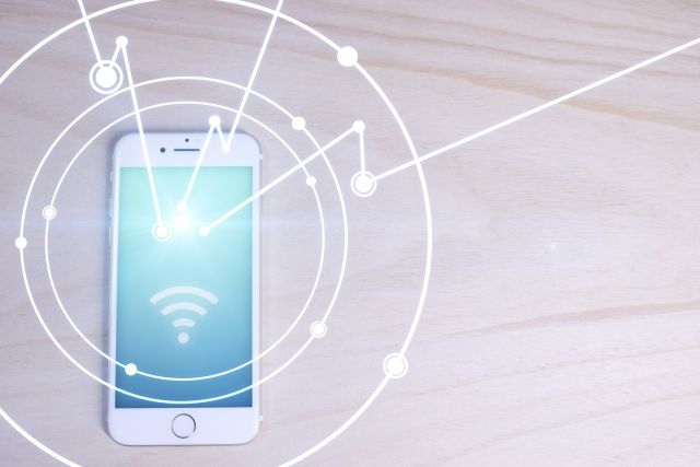WiFi設定されたスマートフォン
